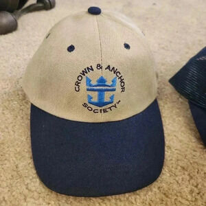 Vintage Crown & Anchor Society Tan Blue Royal Caribbean International Adjustable